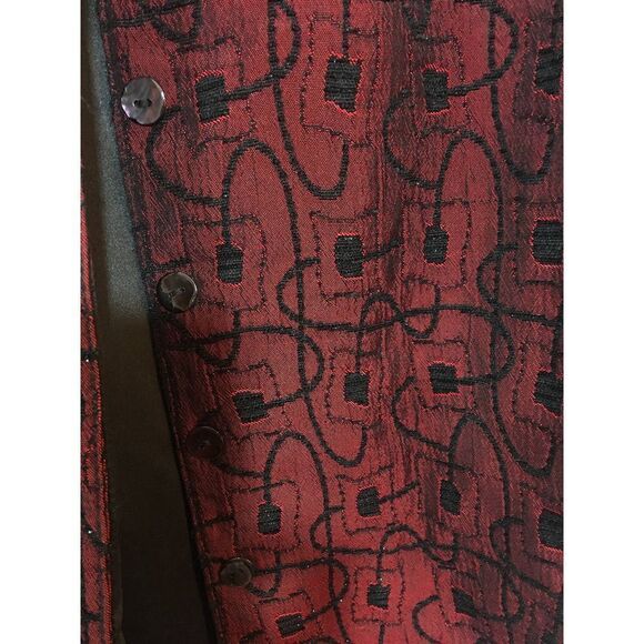 Vintage Chico's Design Red-Black Button Down Coat - Picture 6 of 12